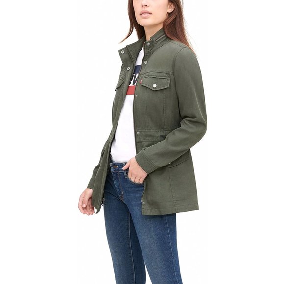 NWT Levi's Army Green Zip-Up Military Jacket Small - Picture 4 of 15